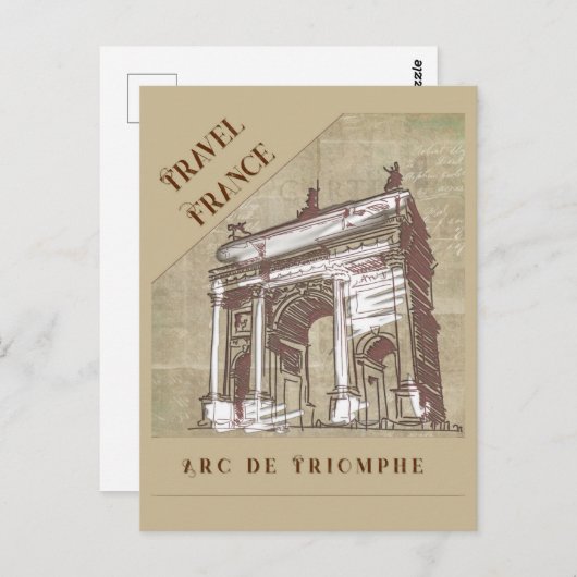 Arc de Triomphe Parijs Frankrijk Reizen Briefkaart (Voorkant / Achterkant)