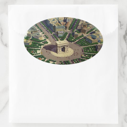  Arc de Triomphe Parijs Ovale Sticker (Tas)