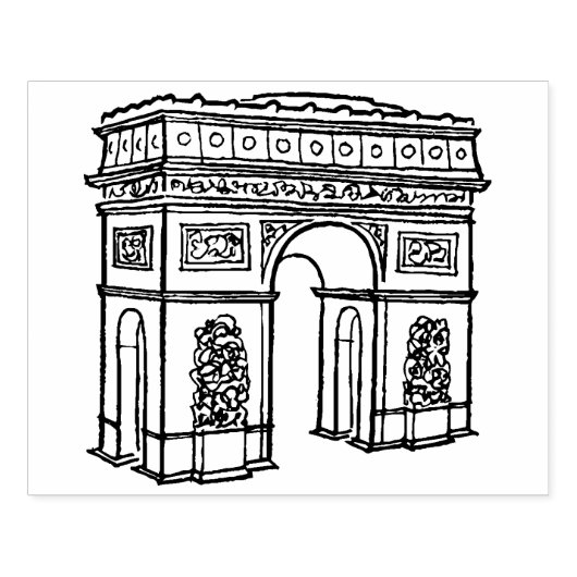 Arc de Triomphe - Parijs - Retro Design Art Stamp Rubberstempel (Afrduk)