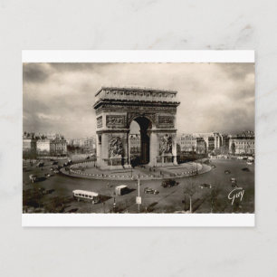 Arc de Triomphe Parijs Vintage Straatbeeld Briefkaart