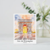 Arc de Triomphe Paris France Travel Waterverf Briefkaart (Staand voorkant)