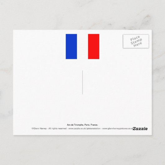 Arc de Triomphe Paris Frankrijk Briefkaart (Achterkant)