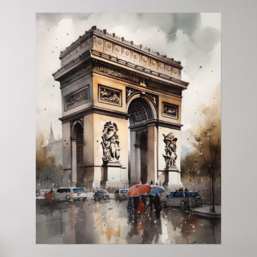 Arc de Triomphe Paris Frankrijk Kunstdruk Poster (Voorkant)