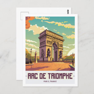 Arc de Triomphe Paris Travel Place Illustratie Briefkaart