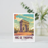 Arc de Triomphe Paris Travel Place Illustratie Briefkaart (Staand voorkant)
