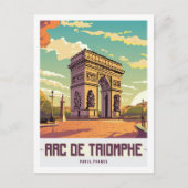 Arc de Triomphe Paris Travel Place Illustratie Briefkaart (Voorkant)