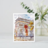Arc de Triomphe Paris Travel Place Waterverf Briefkaart (Staand voorkant)
