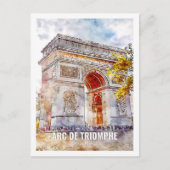 Arc de Triomphe Paris Travel Place Waterverf Briefkaart (Voorkant)