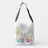 Arc de Triomphe Paris Whimsical Waterverf Sketch Crossbody Tas (Achterkant)