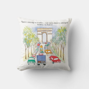 Arc de Triomphe Paris Whimsical Waterverf Sketch Kussen