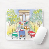 Arc de Triomphe Paris Whimsical Waterverf Sketch Muismat (Met muis)