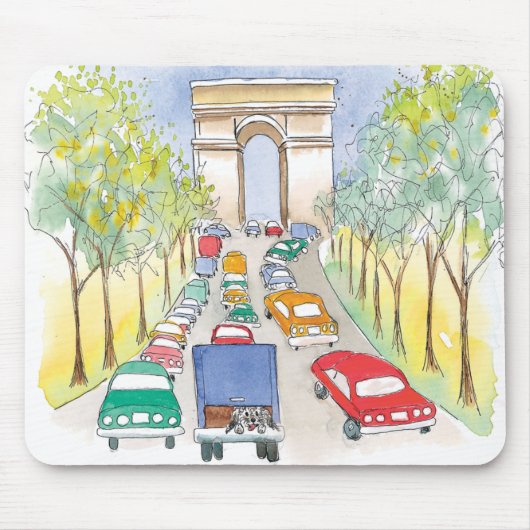 Arc de Triomphe Paris Whimsical Waterverf Sketch Muismat (Voorkant)