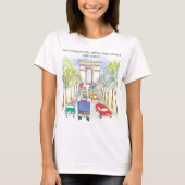Arc de Triomphe Paris Whimsical Waterverf Sketch T-shirt (Voorkant)