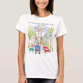 Arc de Triomphe Paris Whimsical Waterverf Sketch T-shirt