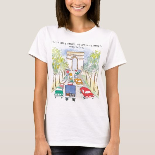 Arc de Triomphe Paris Whimsical Waterverf Sketch T-shirt (Voorkant)
