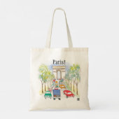 Arc de Triomphe Paris Whimsical Waterverf Sketch Tote Bag (Achterkant)