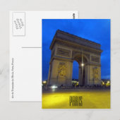 Arc de Triomphe 's nachts Briefkaart (Voorkant / Achterkant)