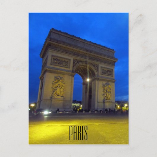 Arc de Triomphe 's nachts Briefkaart (Voorkant)