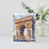 Arc de Triomphe Waterverf Bezienswaardigheden Fran Feestdagenkaart (Staand voorkant)