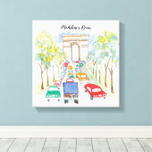 Arc de Triomphe Whimsical Waterverf Painting Canvas Afdruk (Insitu (Houten vloer))