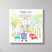 Arc de Triomphe Whimsical Waterverf Painting Canvas Afdruk (Voorkant)