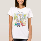 Arc de Triomphe Whimsical Waterverf Sketch T-shirt (Voorkant)