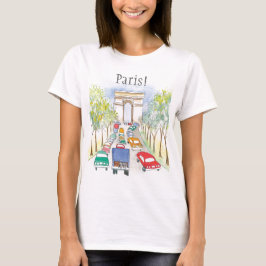 Arc de Triomphe Whimsical Waterverf Sketch T-shirt