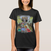 Arc de Triomphe Whimsical Waterverf Sketch T-shirt (Voorkant)