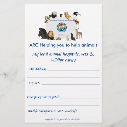 ARC handige dierencontacten Flyer (Voorkant)