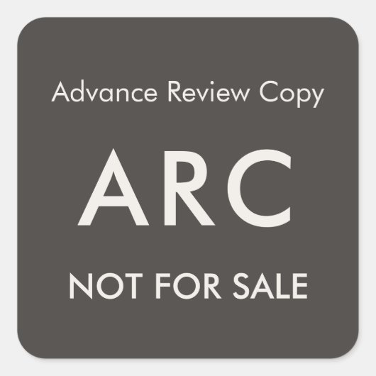 ARC Not for Sale Advance Review Copy Book Label (Voorkant)