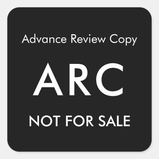 ARC Not for Sale Advance Review Copy Book Label (Voorkant)