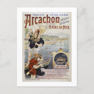 Arcachon France Vintage Poster 1896 Briefkaart
