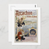 Arcachon France Vintage Poster 1896 Briefkaart (Voorkant / Achterkant)