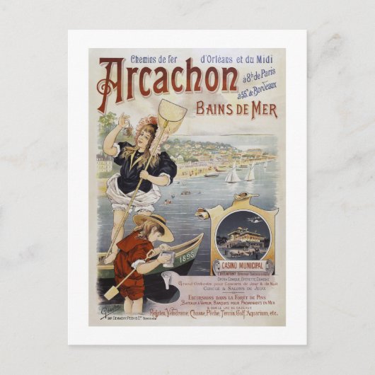 Arcachon France Vintage Poster 1896 Briefkaart (Voorkant)