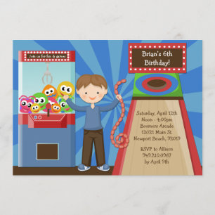 Arcade Birthday Party Invitation Kaart
