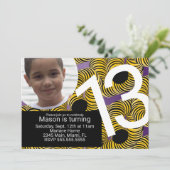 Arcade Birthday Party Maze Gamer Photo Invitation Kaart (Staand voorkant)