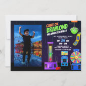 Arcade Birthday Party Photo Invitation Kaart (Voorkant)