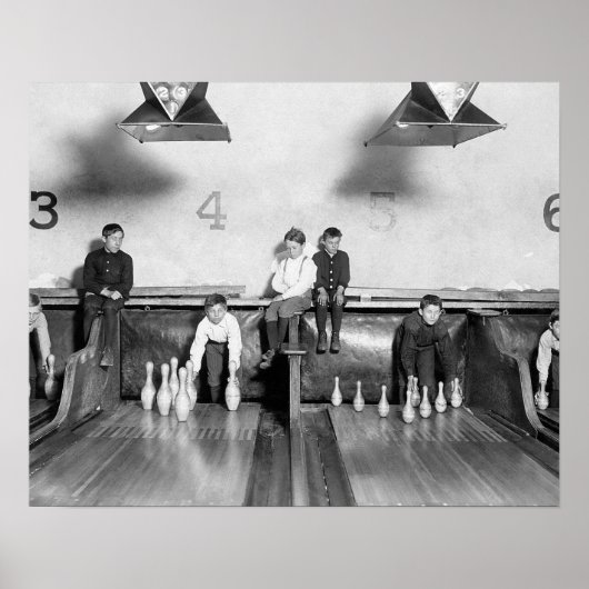 Arcade Bowling Alley, 1909. Oude foto Poster (Voorkant)