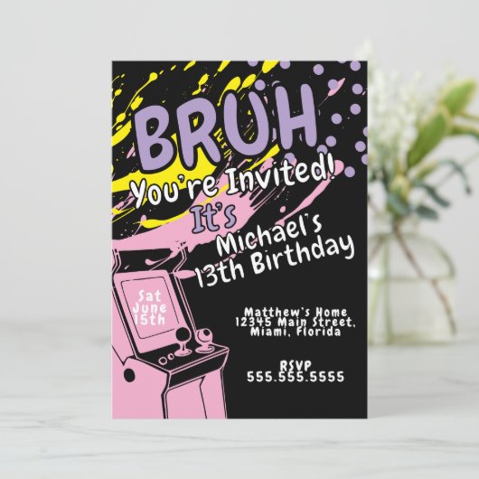 Arcade Colorful Birthday Party Pink  (Staand voorkant)