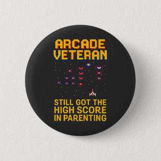 Arcade Dad Pixel Art – Retro Gamer Ronde Button 5,7 Cm