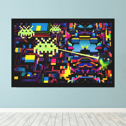 Arcade Death Machine op Patrol - Ken Gage Art Canvas Afdruk (Insitu (Houten vloer))