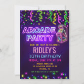 Arcade Feest Verjaardagsuitnodiging Kaart (Voorkant)