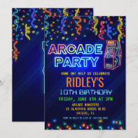 Arcade Feest Verjaardagsuitnodiging