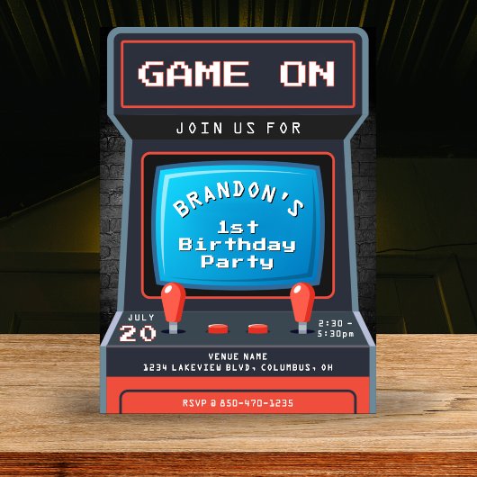 Arcade Game 1e verjaardagsfeestje Kaart