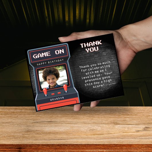 Arcade Game Foto Bakstenen Muur Retro Bedankkaart