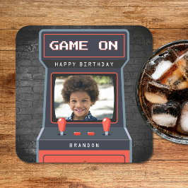 Arcade Game Foto Brick Wall Retro Kartonnen Onderzetters