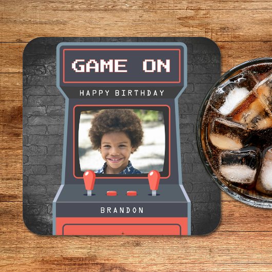 Arcade Game Foto Brick Wall Retro Kartonnen Onderzetters