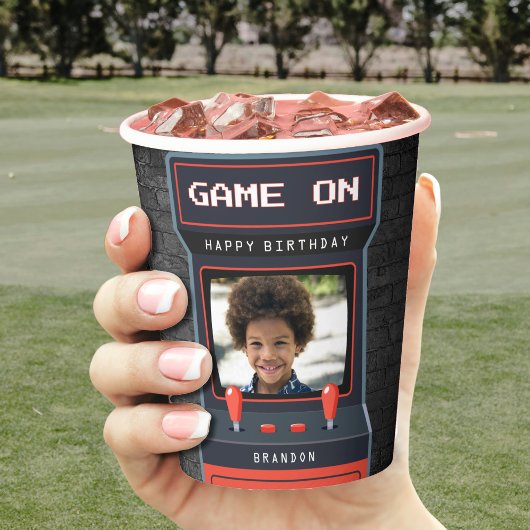 Arcade Game Foto Brick Wall Retro Papieren Bekers