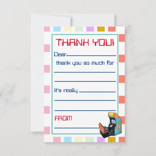 Arcade Game Invulbaar Bedankt (Achterkant)