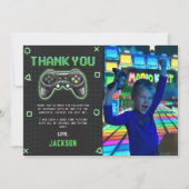 Arcade Game Kids Verjaardag Foto Bedankkaart (Voorkant)